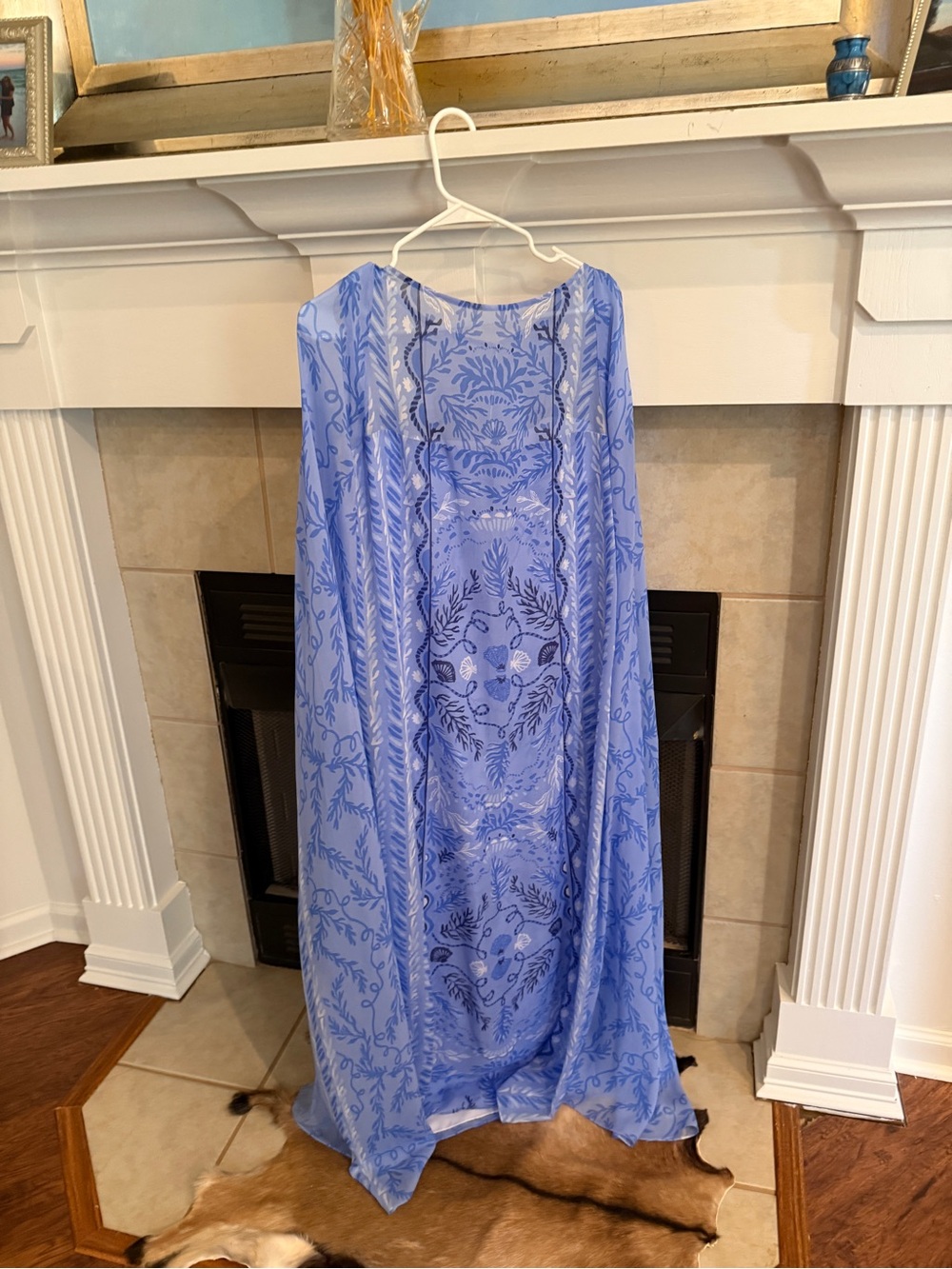 Lilly Pulitzer Light Blue Printed sheer cape over dress Beautiful Wedding guest - Picture 4 of 5